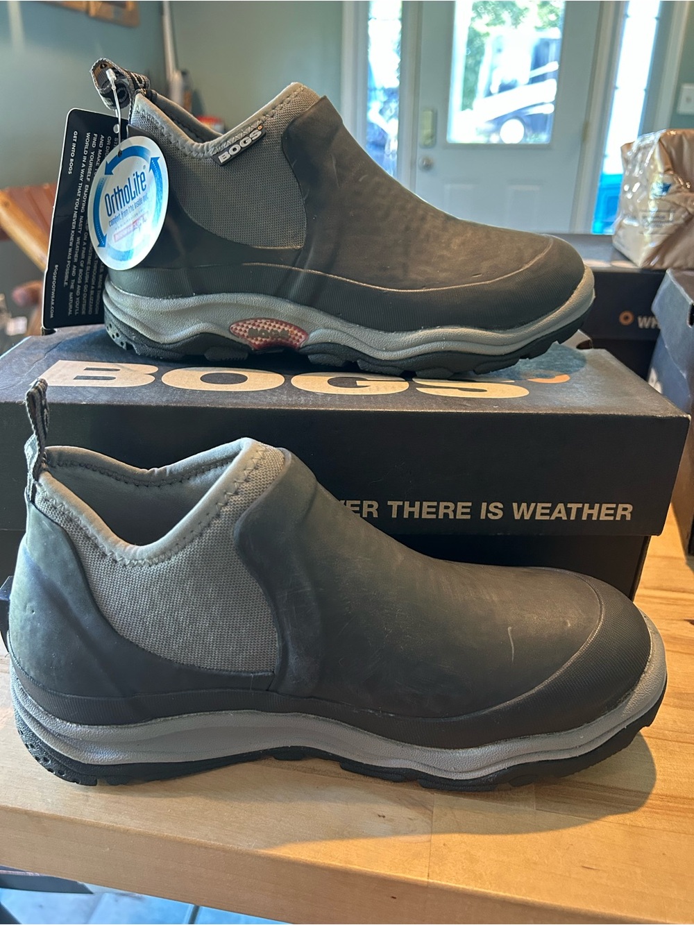 Bogs Women's Waterproof Slip-On Boots in Dark Gray and Light Gray
